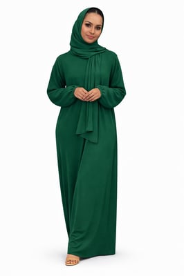 Ladies Abaya With Scarf Attached Comfortable Modest Dress One Size