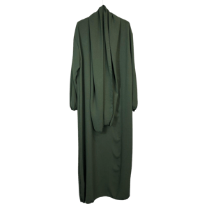 Ladies Abaya With Scarf Attached Comfortable Modest Dress One Size