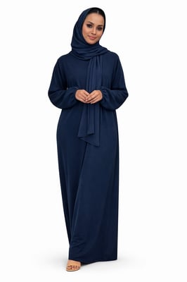 Ladies Abaya With Scarf Attached Comfortable Modest Dress One Size