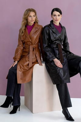 Lyana Leren Jas Cognac