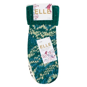 1 Par Damen Chunky Fair Isle Mockasin Greppstrumpor - Varm Vinterinnestrumpa