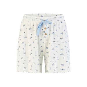 By Louise Dames korte pyjama set shortama lichtblauw/wit gebloemd