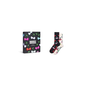 Happy Socks Dames sokken kers hartjes valentijn 2-pack zwart