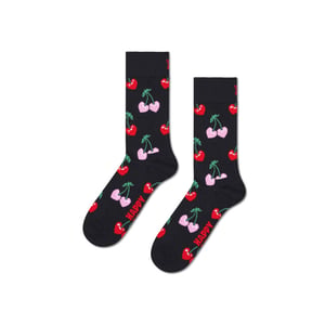 Happy Socks Dames sokken kers hartjes valentijn 2-pack zwart