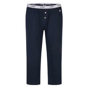 By Louise Dames korte mouwen capri pyjama set lang donkerblauw gestreept