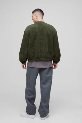 Oversized Boxy Fluffy Textured Bomber Jacket