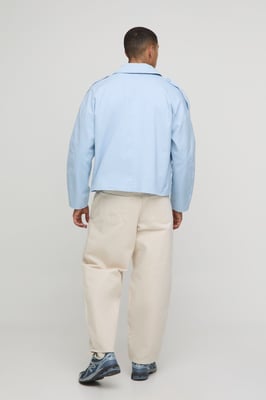 Oversized Boxy Double Breasted Twill Mac Jacket