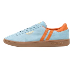 Patrick Mens Monaco Suede Cupsole Trainers (Light Blue/Orange)