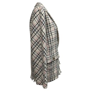 Maje Tweed geruite blazer van wit katoen