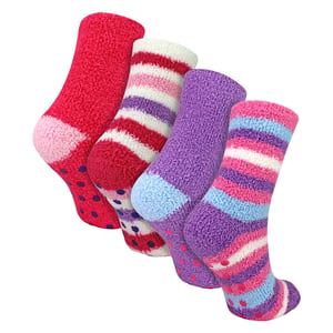 4 Pack Girls Bed Socks - Warm Soft Cosy Winter Everyday Comfort