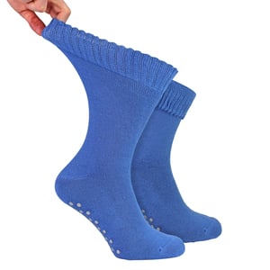 Mens Extra Wide Winter Bed Socks with Grips | Non Slip Thermal Sleep Socks