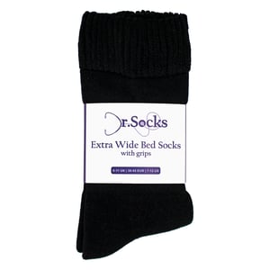 Mens Extra Wide Winter Bed Socks with Grips | Non Slip Thermal Sleep Socks