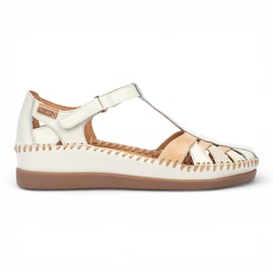 Pikolinos dames witte leren halfopen sleehak sandalen - Cadaques