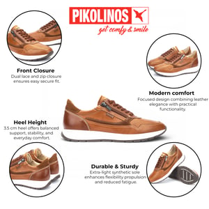 Pikolinos Heren Bruine Leren Gemakkelijk te Dragen Sneakers - Getafe