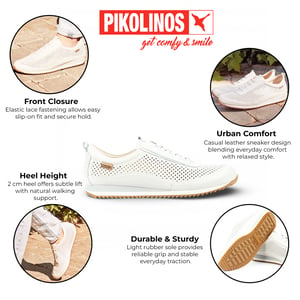 Pikolinos heren witte leren instapsneakers met elastische zool - Liverpool