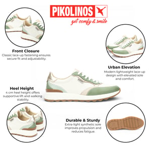 Pikolinos damessneakers van groen leer met vetersluiting - Arrecife