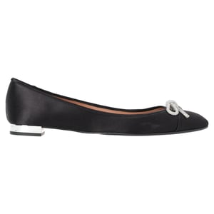 Aquazzura Parisina Crystal Embellished Ballet Flats in Black Satin