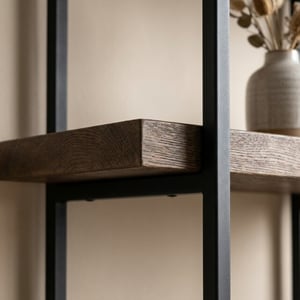 MAZAZU Open boekenkast industrieel – hout & metaal – 4 planken – 74 × 29,6 × 154,5 cm