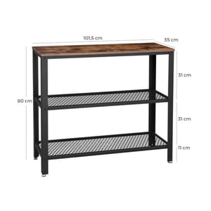 MAZAZU Industriële sidetable – met 2 gaasplanken /bruin – 101,5 × 35 × 80