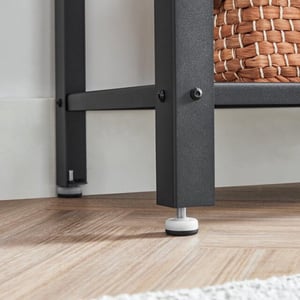 MAZAZU Industriële sidetable – met 2 gaasplanken – hout & metaal – 101,5 ×