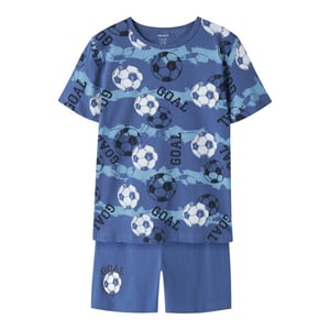 Name It Jongens korte pyjama set shortama nkmnightset blauw voetbal print