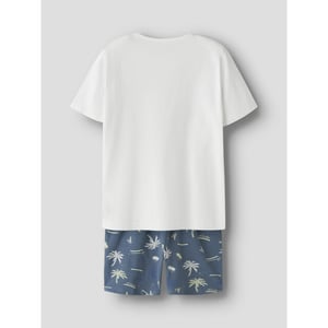 Name It Jongens korte pyjama set shortama nkmnightset wit/blauw palm print