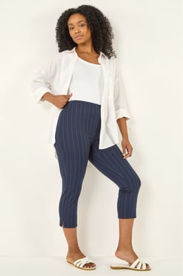 Petite Ponte Stripe Cropped Trouser