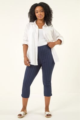 Petite Ponte Stripe Cropped Trouser