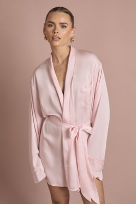 Bridal 'Bridesmaid' Satin Embroidered Short Robe