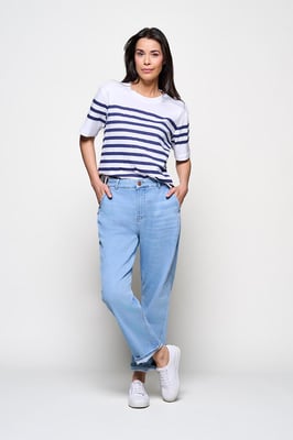 Caroline Tensen Elba Streep T-Shirt Wit / Navy
