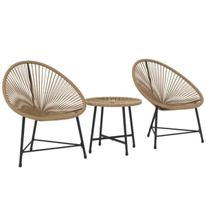 4goodz Outsunny 3-delige tuinmeubelset, rattan stoelen- licht