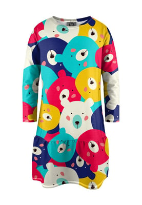 "Colorful Bears" Jurk met lange mouwen