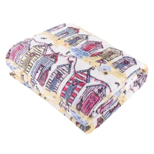 Furn Beach Huts Fleece Printed Throw