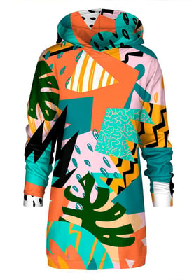 "Tropical Abstract" Oversize Hoodieklänning