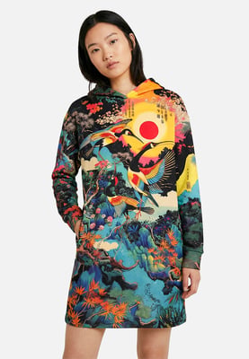 "Japanese Heron" Oversize Hoodieklänning