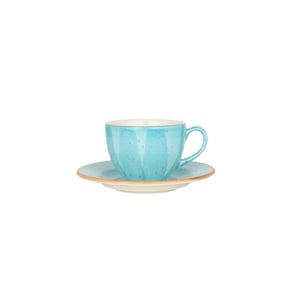 Bonna Thee kopjes & schotel aqua porselein set van 6