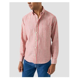 Eton Multi striped linen shirt lange mouw overhemden 100014792