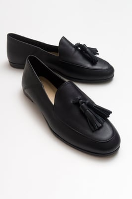 Mona Zacht Leren Kwast Loafer Dames