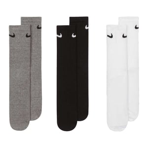 Nike Unisex Adult Lightweight Everyday Crew Socks (Pack of 3) (White/Grey/Black)