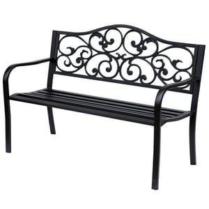 4goodz Stalen tuinbank met gietijzer armleuningen 127x60x89cm