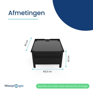 Wasophoogte Wasmachine verhoger – novapro met lade en plateau -