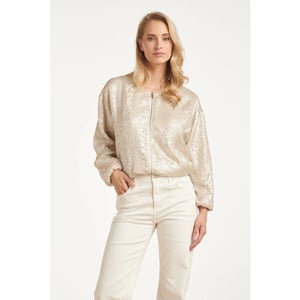Smashed Lemon Bomberjack met slang print en metallic glans |