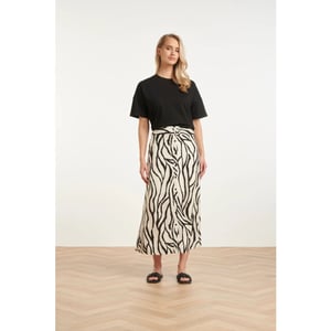 Smashed Lemon Midi-rok met zebra print off-white/zwart |