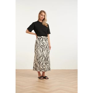 Smashed Lemon Midi-rok met zebra print off-white/zwart |