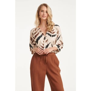 Smashed Lemon Blouse met v-hals en grafische aztec print |