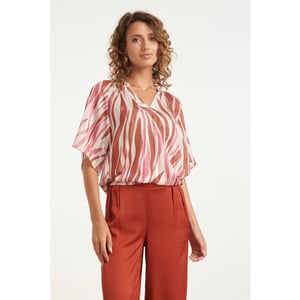 Smashed Lemon Wijde top met roze zebra-style print |
