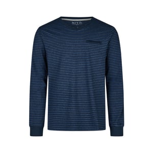 Phil & Co Heren pyjamashirt lange mouw donker/ gestreept