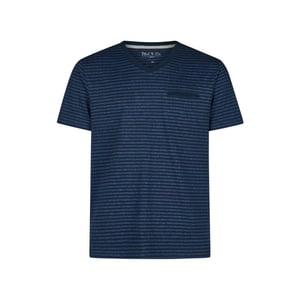 Phil & Co Heren pyjamashirt korte mouw donker/ gestreept