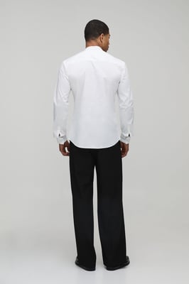 Slim Fit Grandad Collar Cotton Shirt