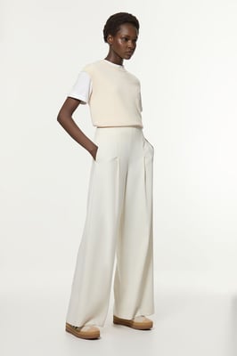 Petite Compact Stretch Essential Wide Leg Tailored Trouser